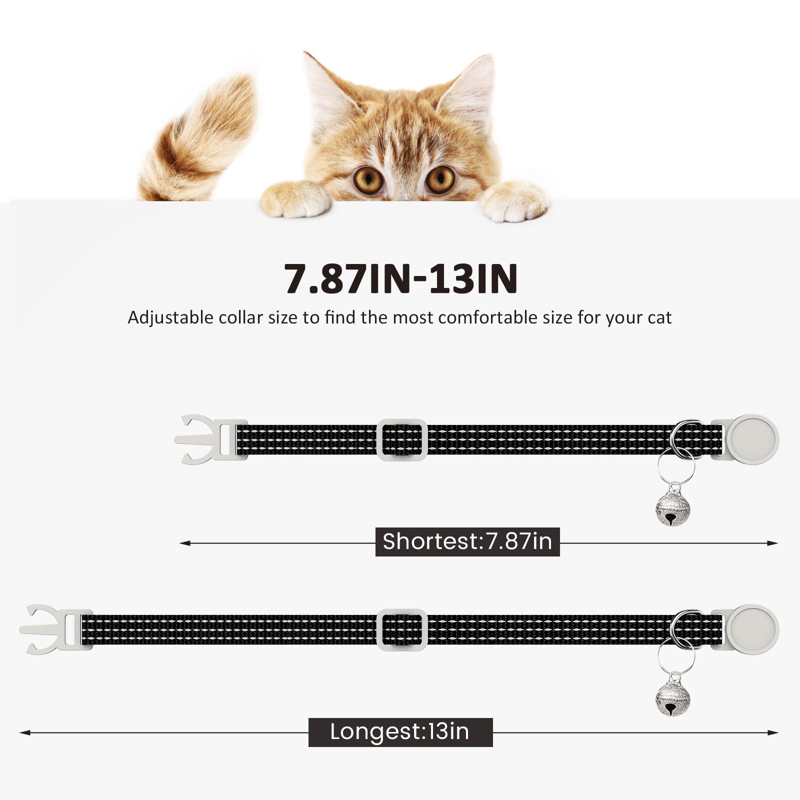 5 Pack Reflective-Breakaway Cat Collars With Bells,Adjustable Small Cat Collar,Ideal For Girl Cats Male Cats Kittens Puppies,Pet