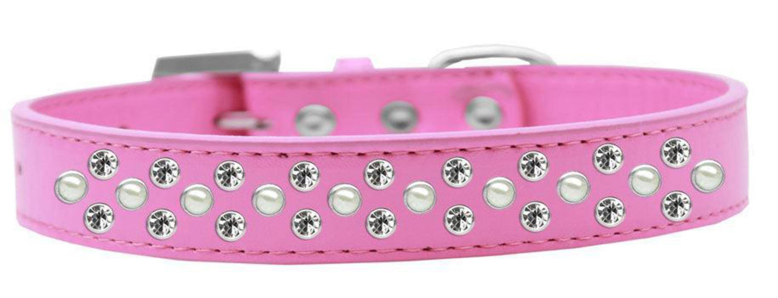 Mirage Pet Products Sprinkles Dog Collar with Pearl and Clear Crystals, Size 18, White