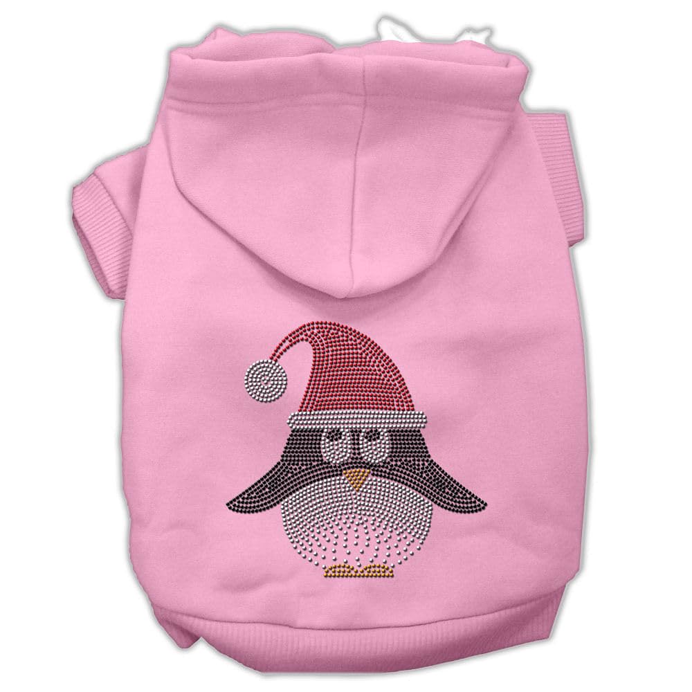 Mirage Pet Products 12' Santa Penguin Rhinestone Hoodies, Medium, Pink