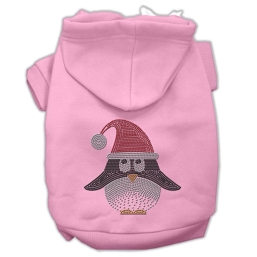 Mirage Pet Products 8' Santa Penguin Rhinestone Hoodies, X-Small, Pink