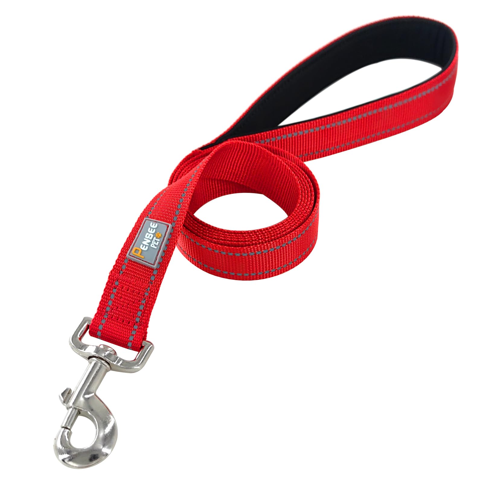 Penseepet Dog Leash 6 Ft Padded Handle Nylon Reflective Dogs Leashes For Small Dogs Red