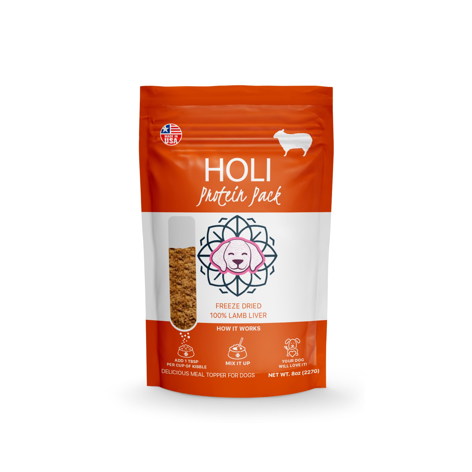 HOLI Lamb Liver Dog Food Topper - Single Ingredient, Human-Grade - Freeze Dried Dog Food Toppers and Flavor Enhancer for Picky D