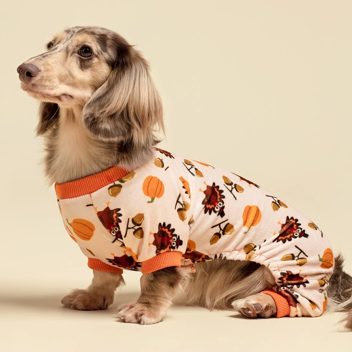 Fitwarm Thanksgiving Turkey Dog Pajamas, Funny Dog Winter Clothes For Small Dogs Girl Boy, Pet Jumpsuit, Cat Onesie With Feet, L
