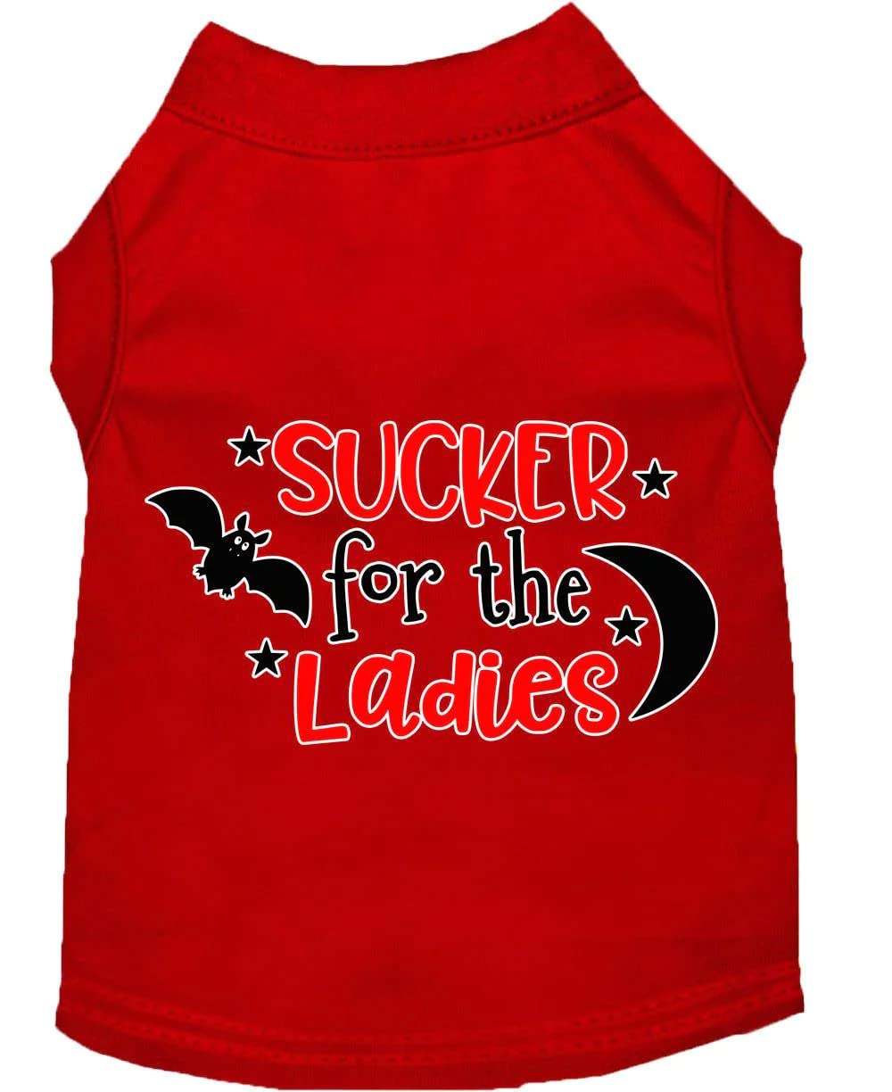 Pet Dog & Cat Shirt Screen Printed, &quot;Sucker For The Ladies&quot; Red SM (3-6 lbs.)