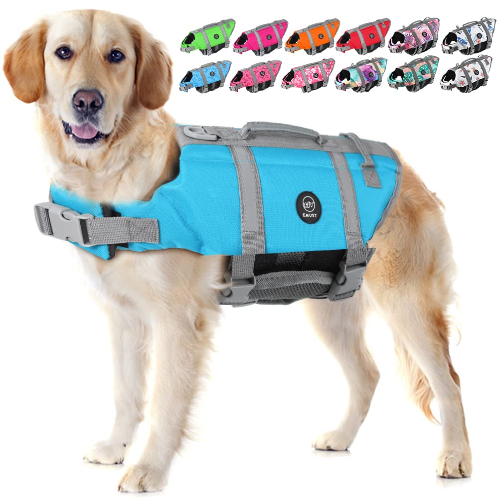 Emust Dog Life Preserver, Dog Life Vests For Swimming, Beach Boating With High Buoyancy, Pet Flotation Vest For Small/Medium/Lar