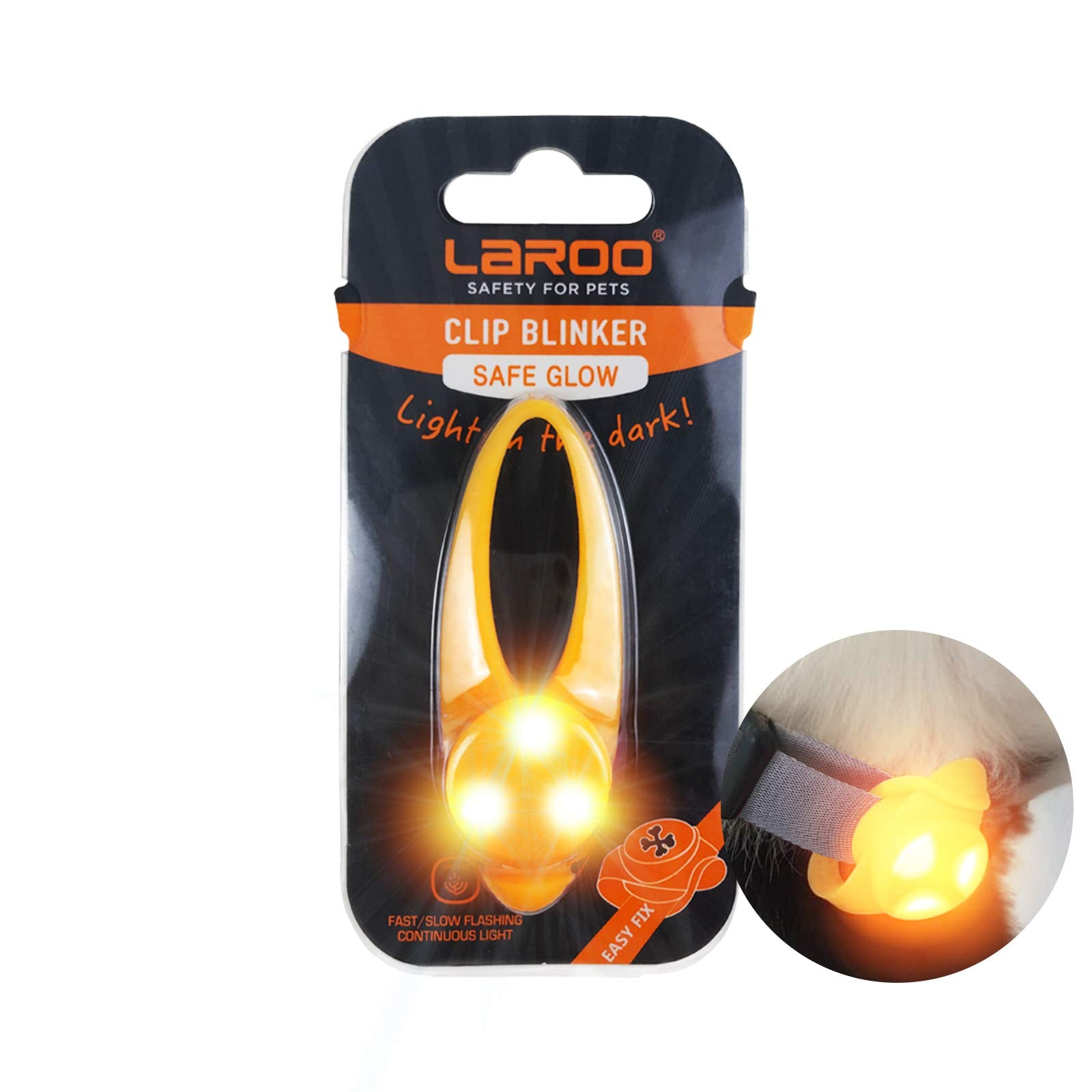 Laroo Dog Lights For Night Walking - Led Dog Collar Lights For Nighttime,Clip On Light Up Dog Collar Walking Flashlight