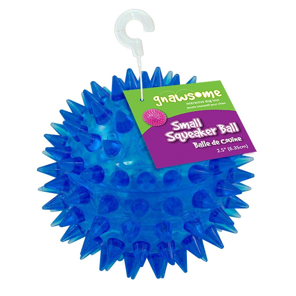 Gnawsome 2.5    Spiky Squeaker Ball Dog Toy - Small, Cleans teeth and Promotes Dental and Gum Health for Your Pet, Colors will v
