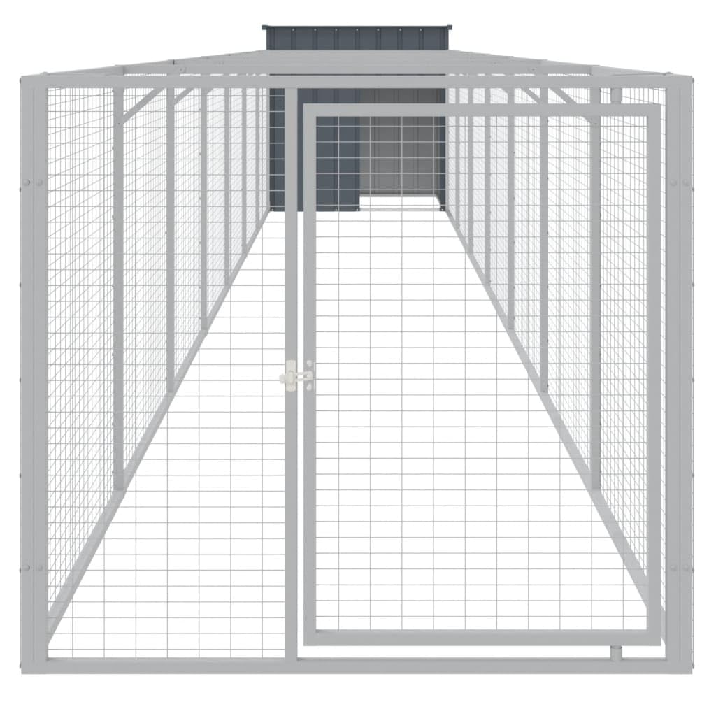 vidaXL Dog House with Run Anthracite 43.3x320.1x43.3 Galvanized Steel