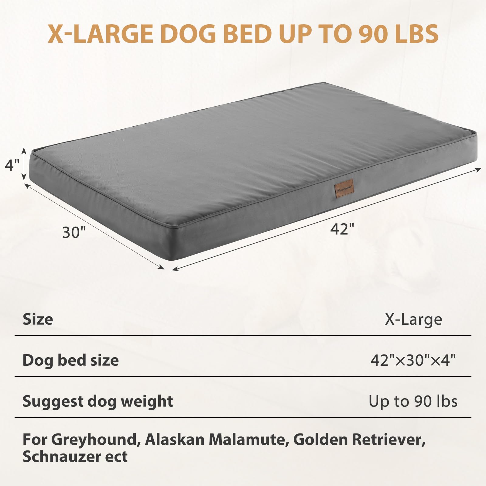Bfpethome Outdoor Dog Bed For Large Dogs, Waterproof, Orthopedic With Removable Washable Cover, Egg Crate Foam Mat (42 X 30 In,