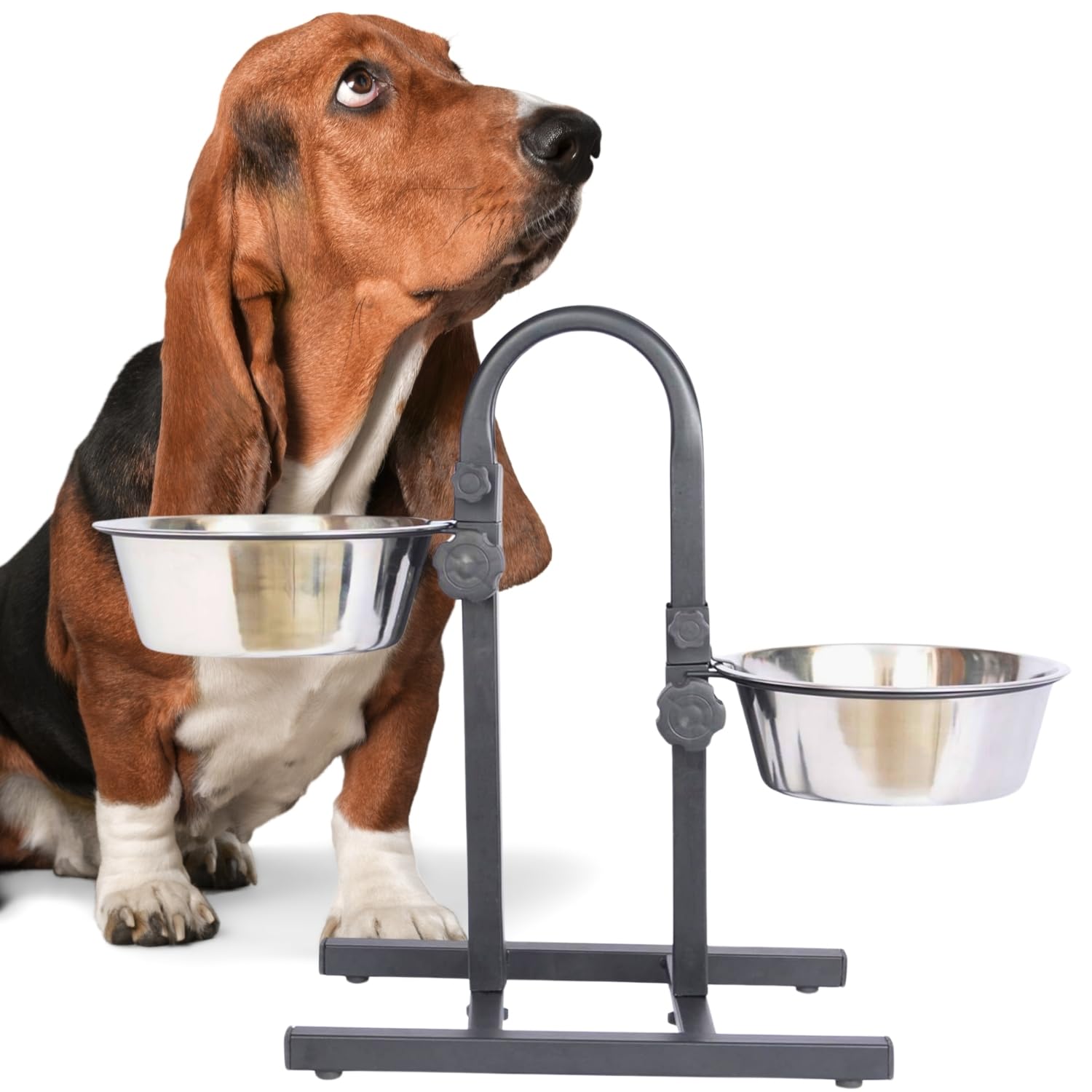 Western Era U Shaped Standing Bowl Elevated Dog Bowl Stand Stainless Steel Bowls Ergonomic Raised Feeding Station, Reduces Neck