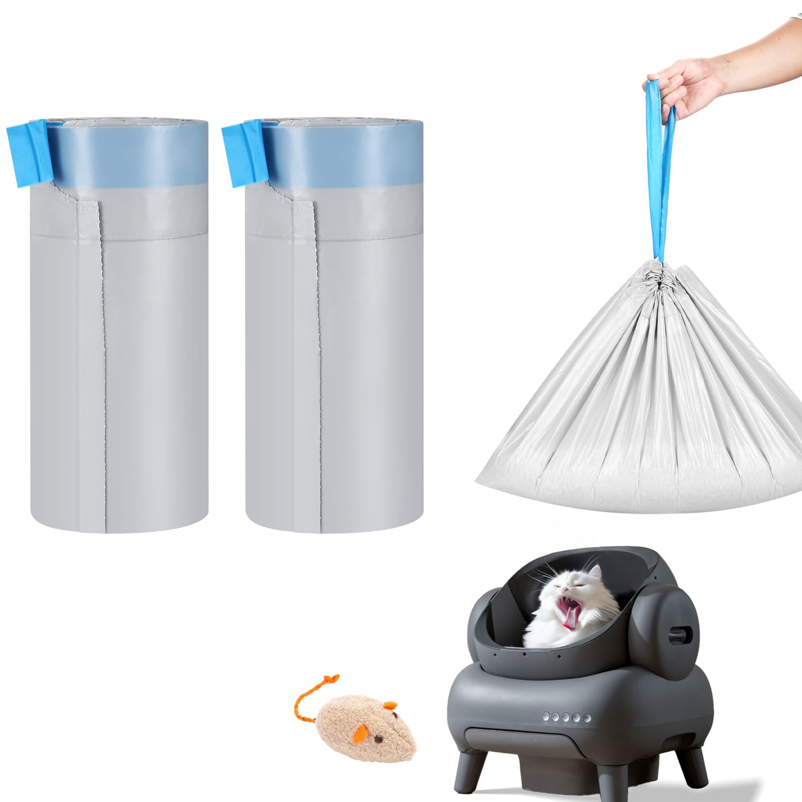 30 Count Cat Litter Replaced Waste Bags Liners for Neakas M1 PetPivo Open-Top Self-Cleaning Cat Litter Box, Disposable Pet Wast 