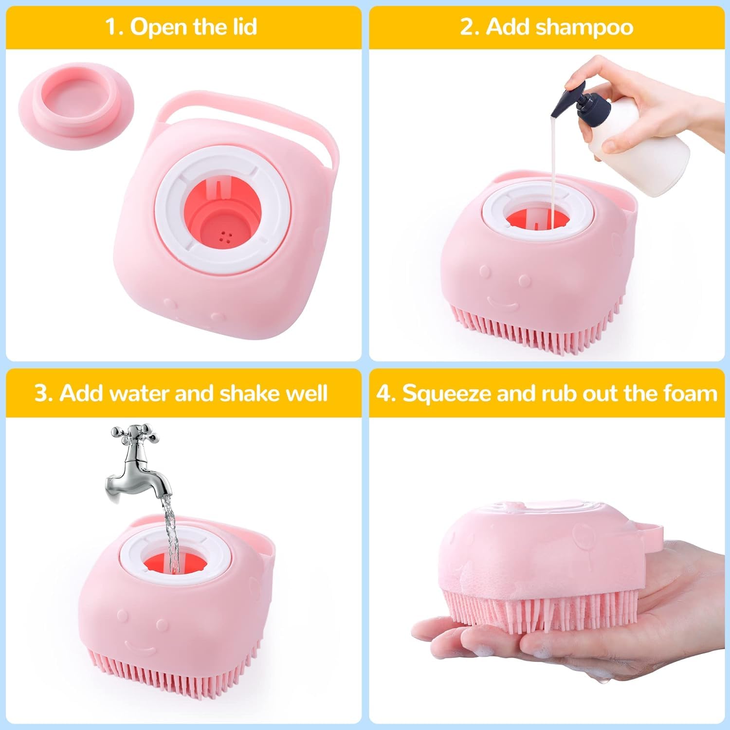 Qubccum 7 Pcs Cat Dog Brush Grooming Kits, Self-Cleaning Slicker Brush, Pet Nail Clipper And File, Flea Comb, Pet Shampoo Bath B