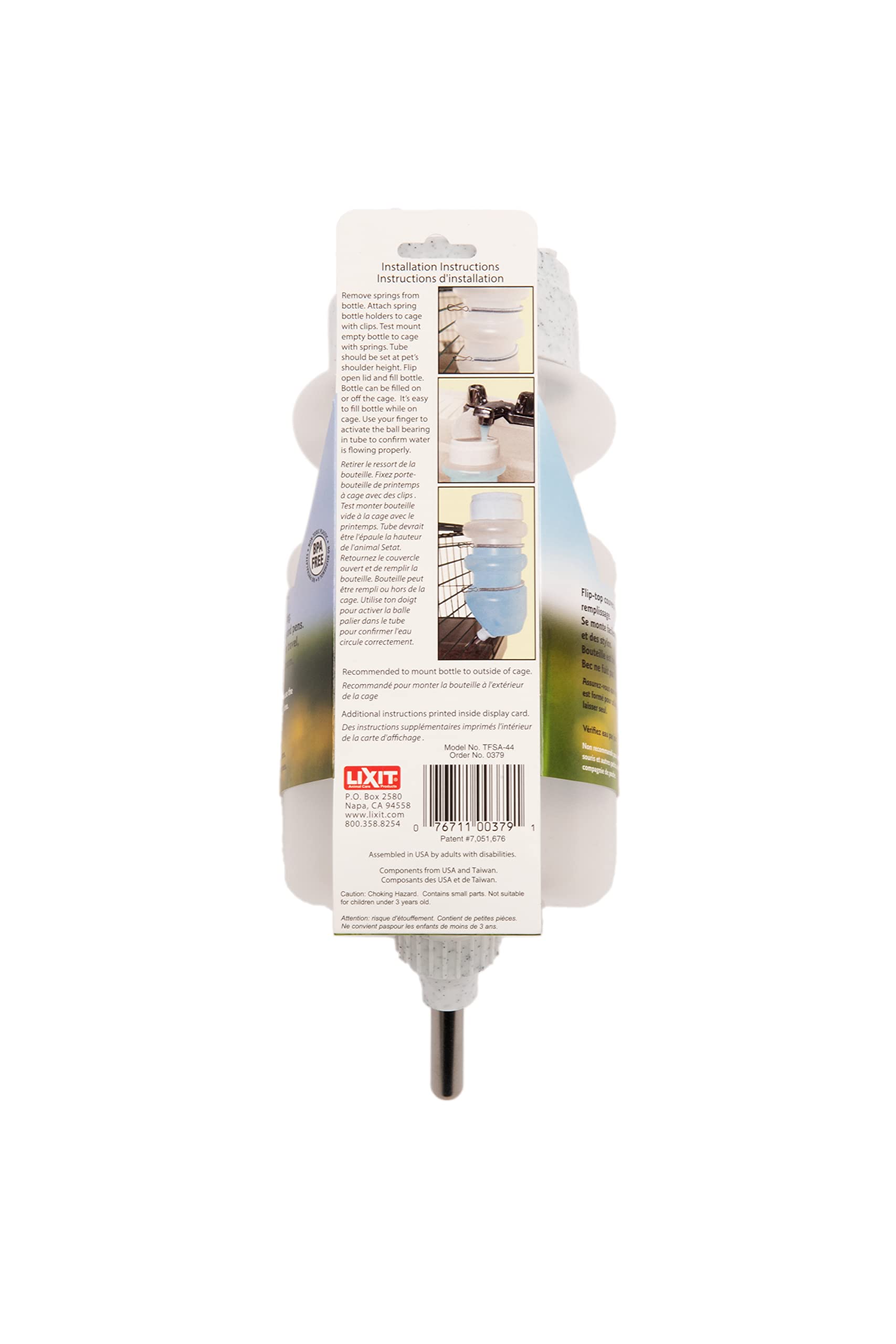 Lixit Top Fill No Drip Water Bottles For Rabbits, Ferrets, Hamsters, Guinea Pigs, Rats, Chinchillas And Other Small Animals (44 Ounce, Granite)