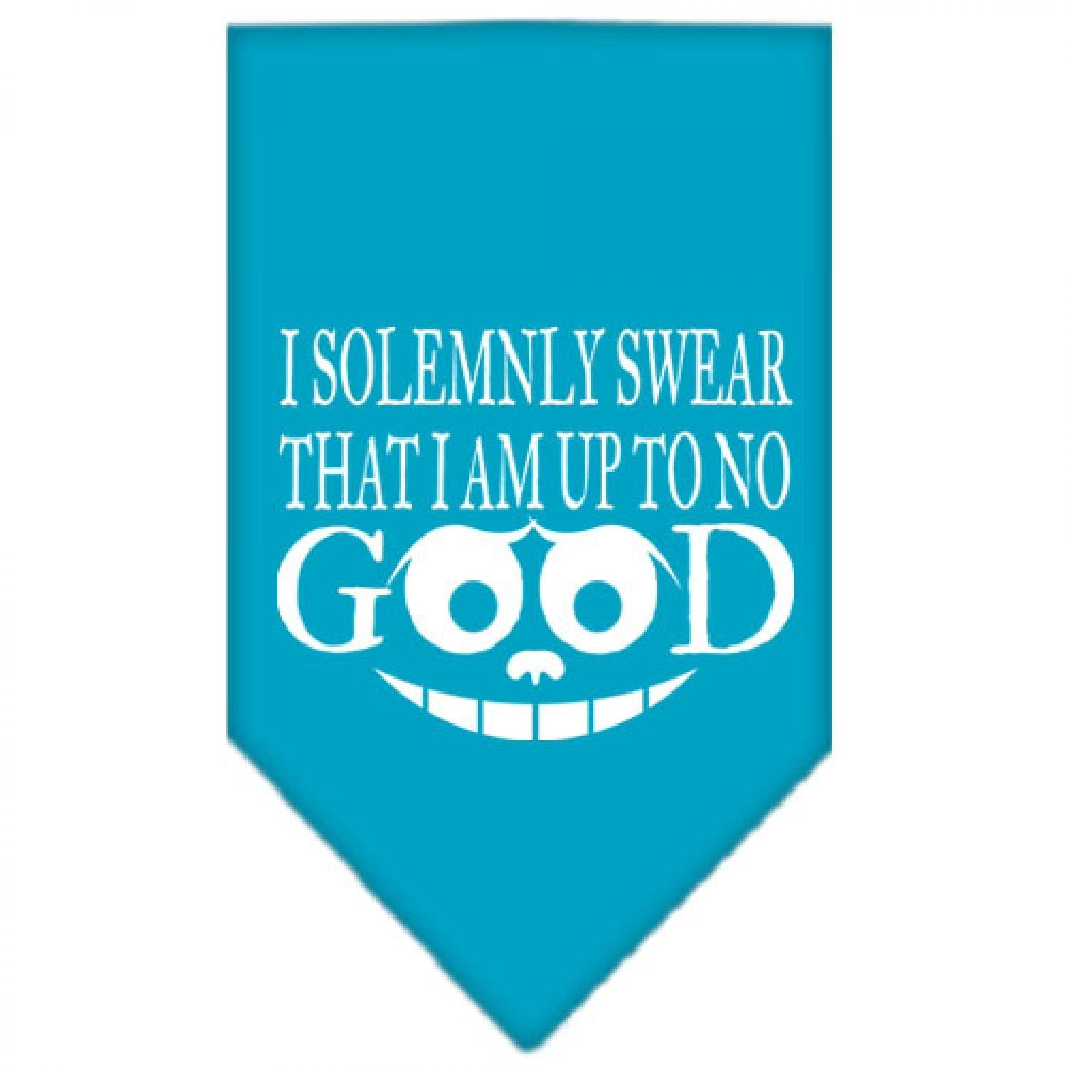 Pet and Dog Bandana Screen Printed, &quot;I Solemnly Swear That I Am Up To No Good&quot; Turquoise Small