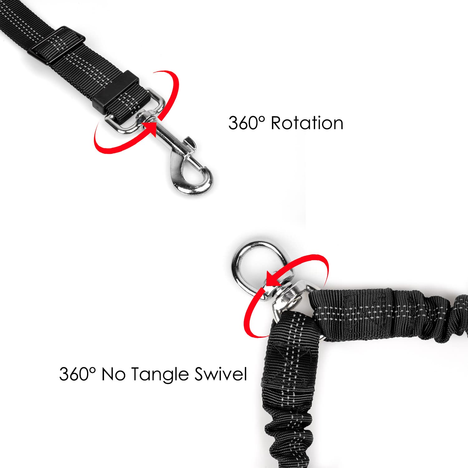Autowt Double Dog Leash, No Tangle 360?Swivel Rotation Reflective Lead Attachment Adjustable Length Dual Two Dog Lead Splitter, Comfortable Shock Absorbing Walking Training For 2 Dogs