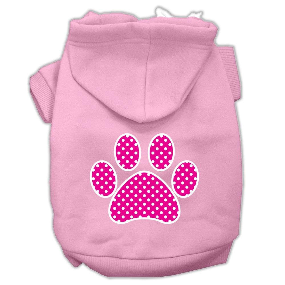 Pet Dog & Cat Hoodie Screen Printed, 'Pink Swiss Dots Paw' Light Pink 2Xl (20-25 Lbs.)