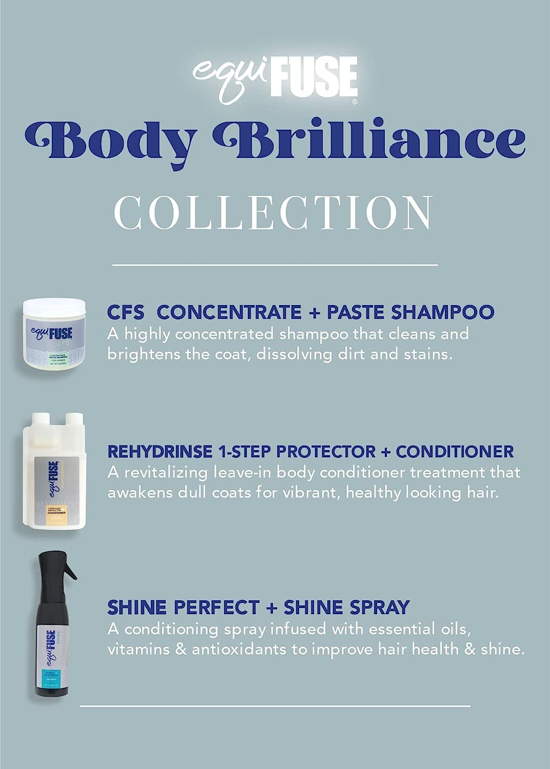 Equifuse Cfs Concentrate + Paste Horse Shampoo | Formulated For Deep Cleansing And Superior Shine On Hair |100% All-Natural Coat Brightener | 16 Oz