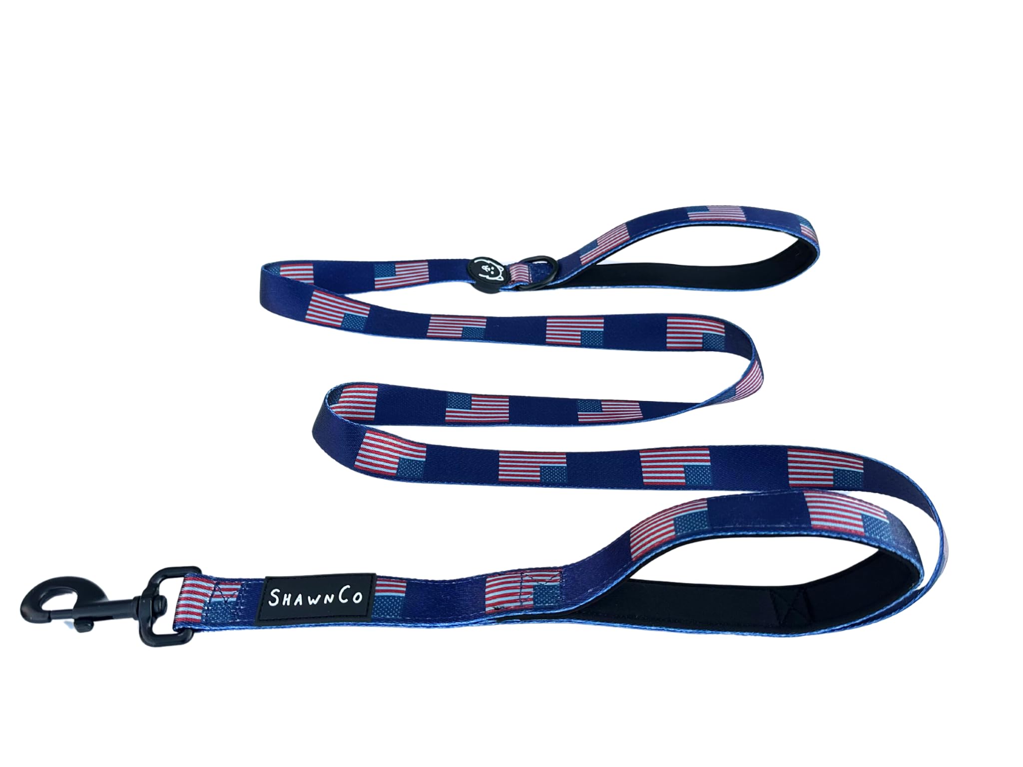 Shawnco Dream Walk Dog Leash- Premium, Nylon Pet Leash With Soft Neoprene Handle For Small, Medium And Large Dogs (Usa Flag, M/L