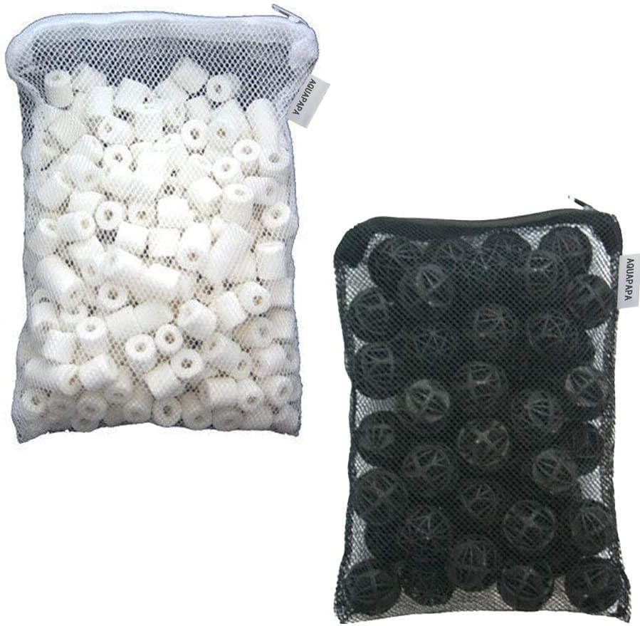 Aquapapa Filter Media Bags 50 1'' Bio Sponge Ball + 1 Lb Ceramic Rings For Aquarium Fish Tank Pond Canister Filter (Ship From Ca