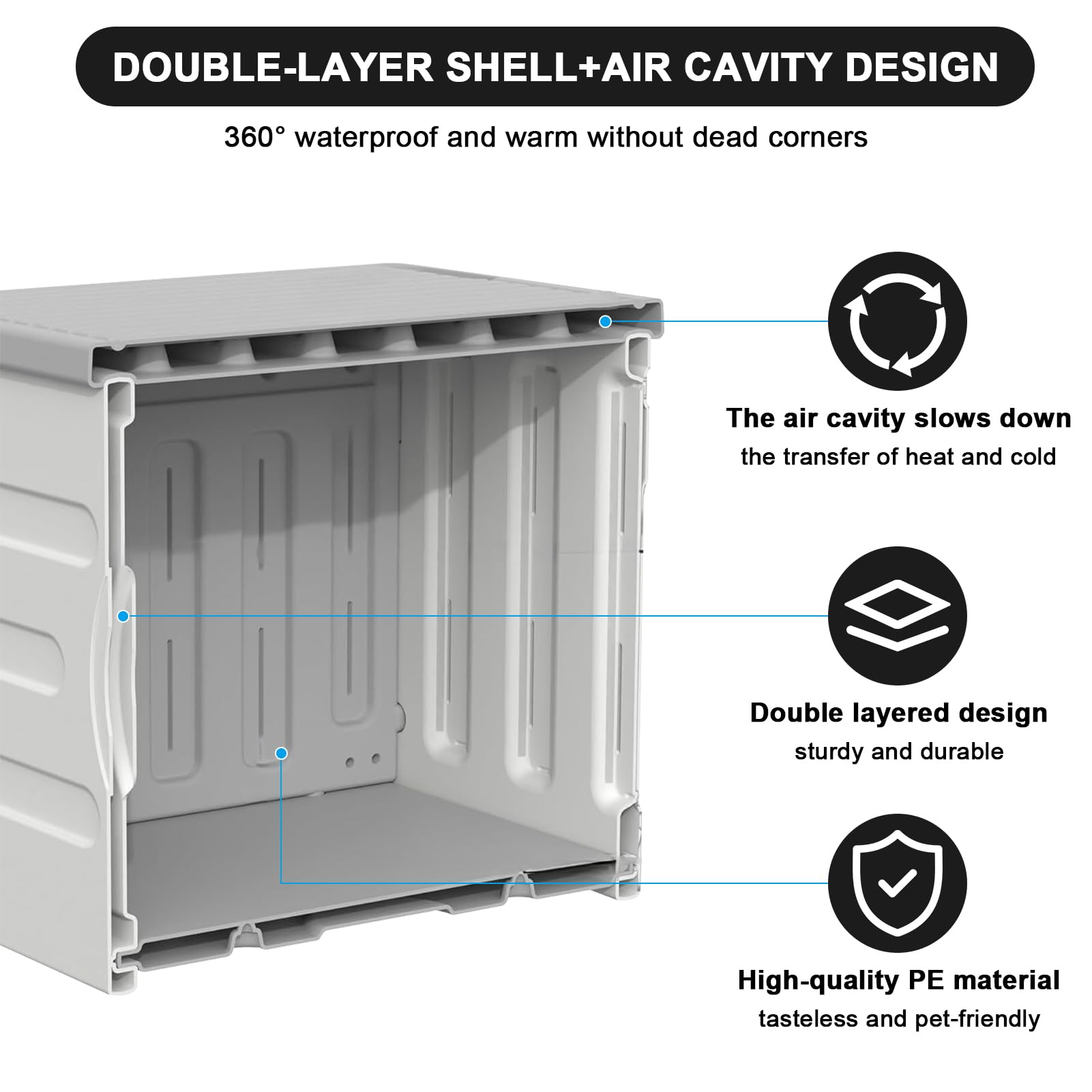 Dahivs Heated Cat House for Outside, High Insulated Heated Outdoor Cat Shelter 100% Weatherproof with Escape Door, Elevated Outd