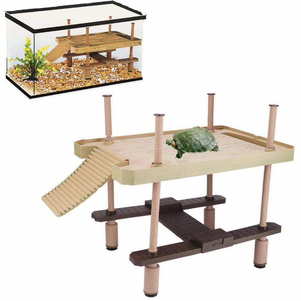 Hffheer Reptile Basking Tortoise Sunbathe Pier Aquarium Basking Reptile Climbing Ramp Hammock Fish Sunbathe Accessories