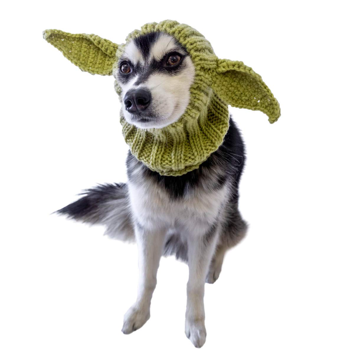 Zoo Snoods Baby Yoda Costume - Alien Knit Dog Snood Wrap For Pets, Warm Neck Ear Cover Protection For Halloween And Winter (Large)