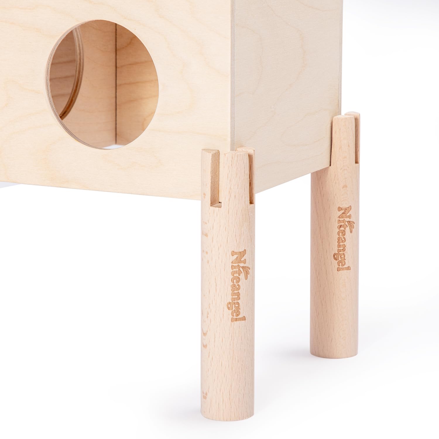 Niteangel Set Of Beech Stilts For Elevating & Safely Setting Niteangel Multi-Chamber Series Maze House (Set Of 4 Stilts (4.33'' H))