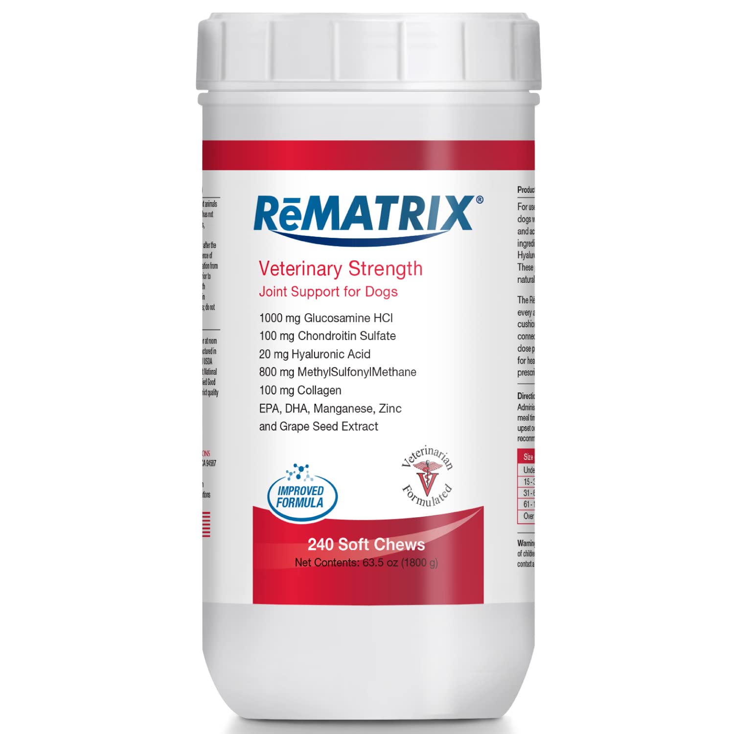 ReMATRIX Joint Support Supplement for Dogs - Glucosamine, Chondroitin, MSM, Omega-3 - Hip and Joint Pain Relief and Support for 
