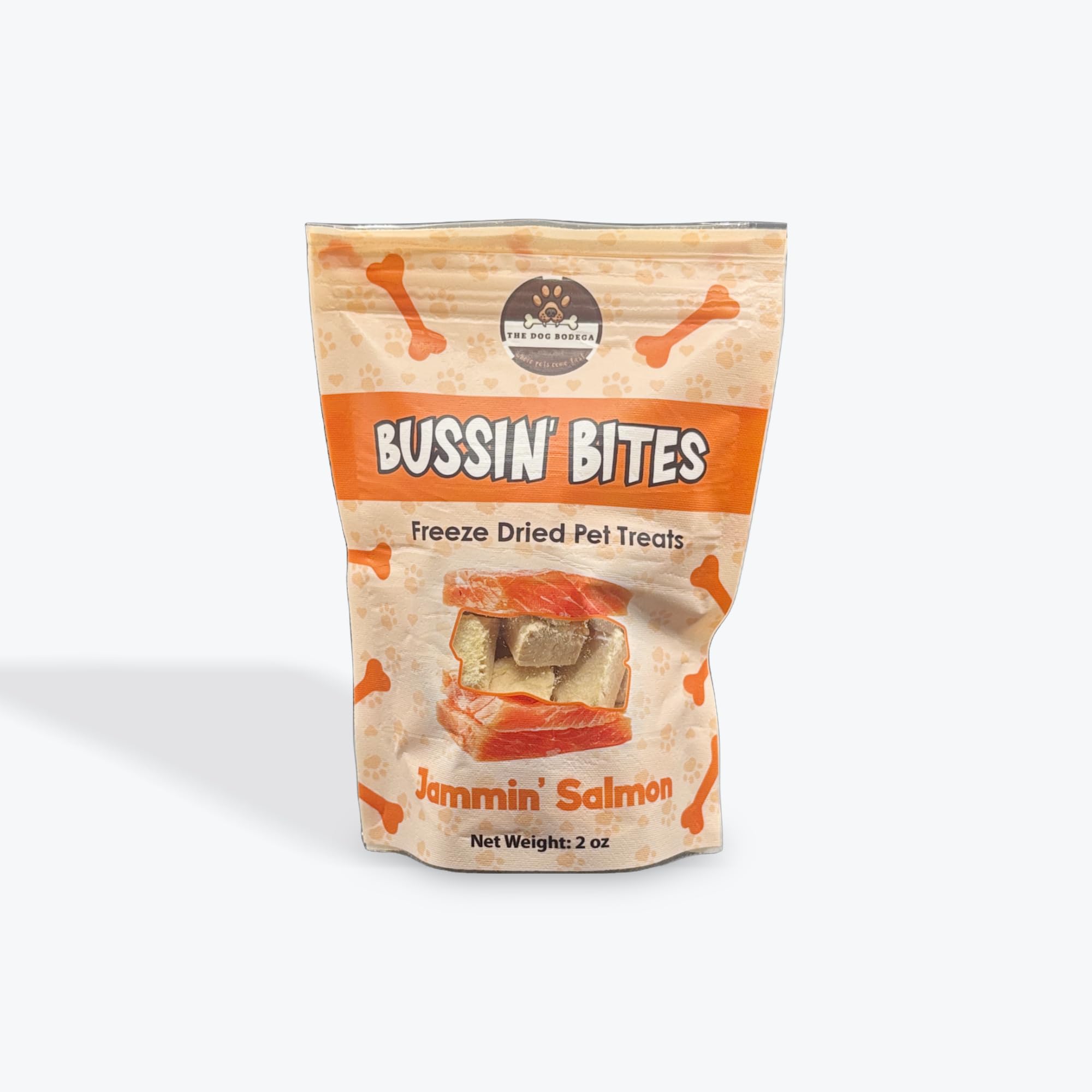 The Dog Bodega Bussin Bites Premium Freeze Dried Fish Dog Treats Cat Treats, 100% Pure Salmon, Jammin Salmon, 1.5 oz