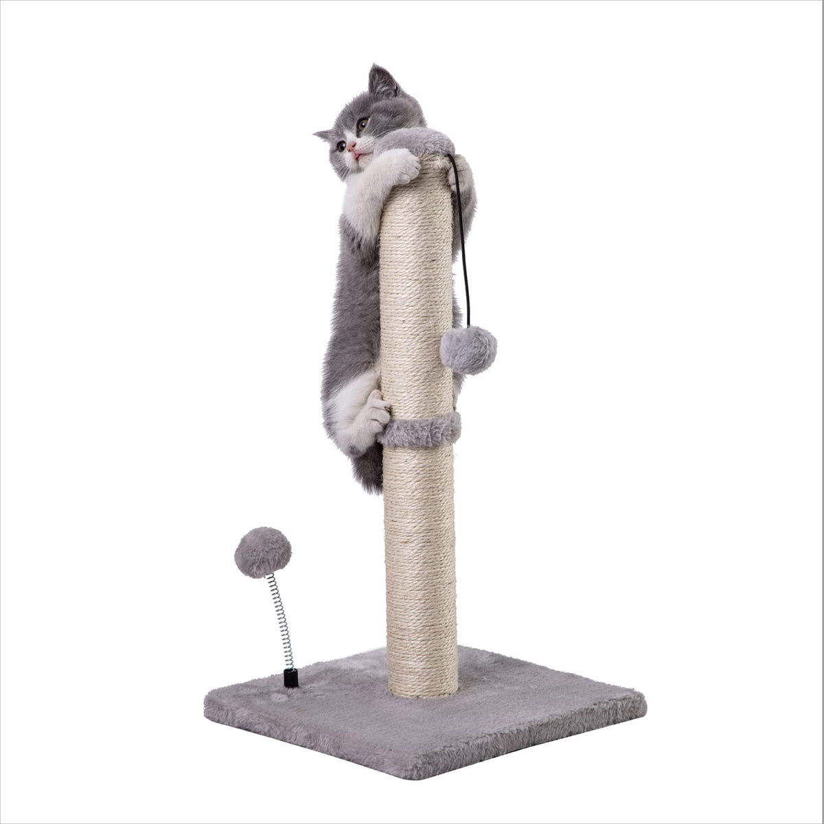 Mecool Cat Scratching Post Premium Basics Kitten Scratcher Sisal Scratch Posts With Hanging Ball 22' For Kittens Or Smaller Cats (22 Inches For Kitten, Gray)