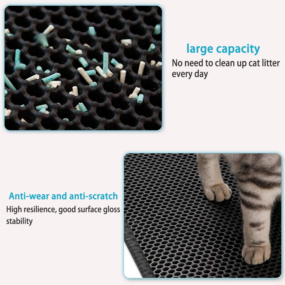 Large Cat Litter Box Mat: Easy Clean Kitty Litter Trapping Mat for Floor, Plastic Cat Box Pad (24 * 30in-Brown-1)