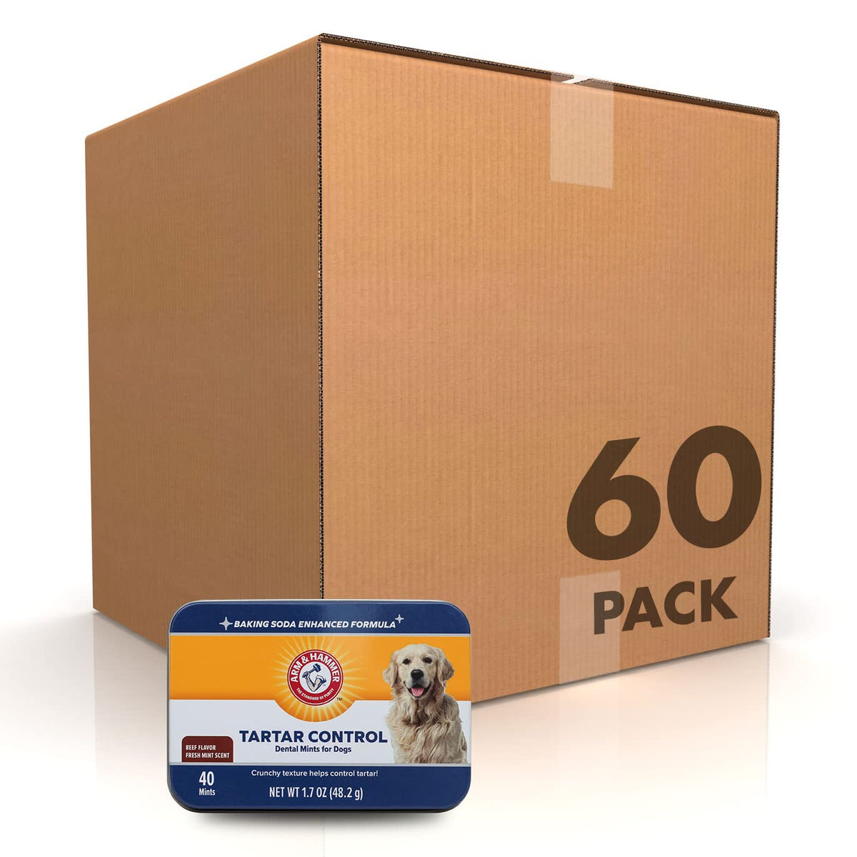 Arm & Hammer For Pets Tartar Control Dental Mints For Dogs Dog Dental Mints Reduce Plaque & Tartar Buildup For All Dogs Beef Fla