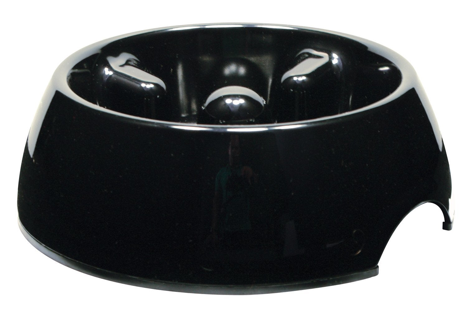 Dogit Dog Bowl Slow Feeder for Wet or Dry Dog Food, Go Slow Anti-Gulping Dog Dish, Black, L