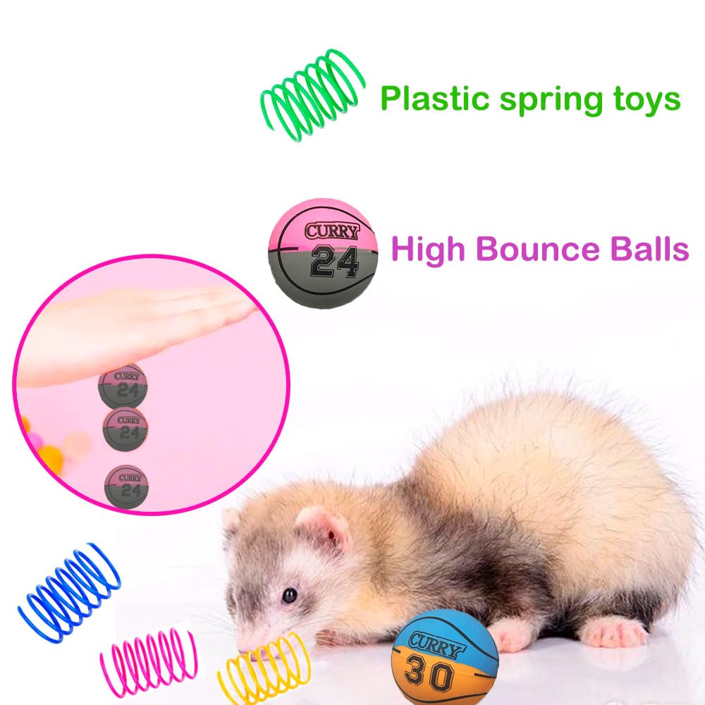 14 Pcs Ferret Squeaky Toys Set Rubber Balls Ferret Teeth Grinding Chewing Balls Teething Bouncy Bell Ball Interactive Sound Sque