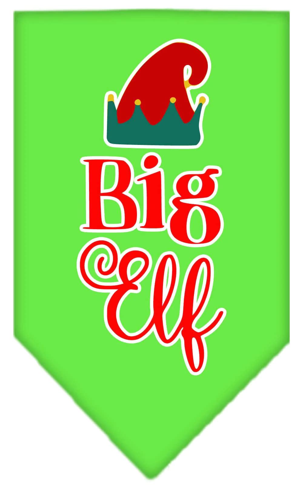 Christmas Pet and Dog Bandana Screen Printed, "Big Elf" Cocoa Large