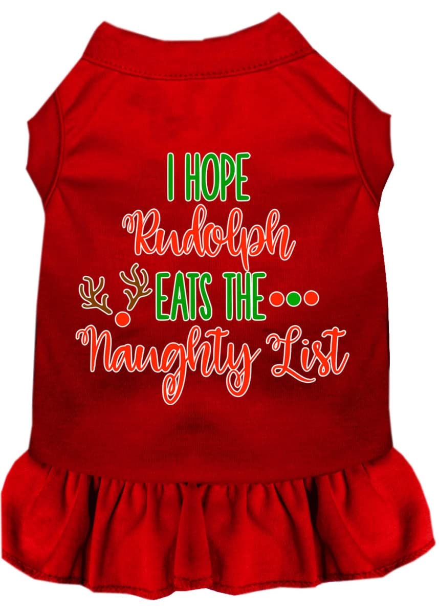 Christmas Pet Dog & Cat Dress Screen Printed, &quot;I Hope Rudolph Eats The Naughty List&quot; Red 3XL (25-35 lbs.)