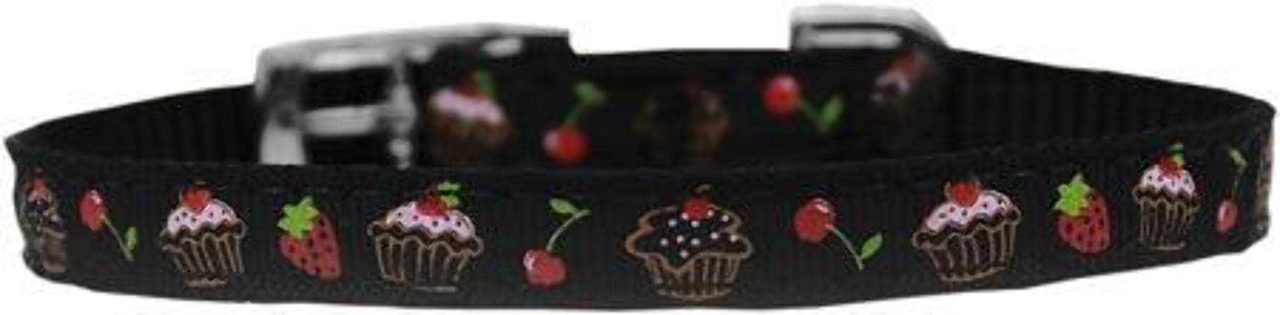 Mirage Pet Products Cupcakes Nylon Dog Collar with Classic Buckle, Size 14, Black