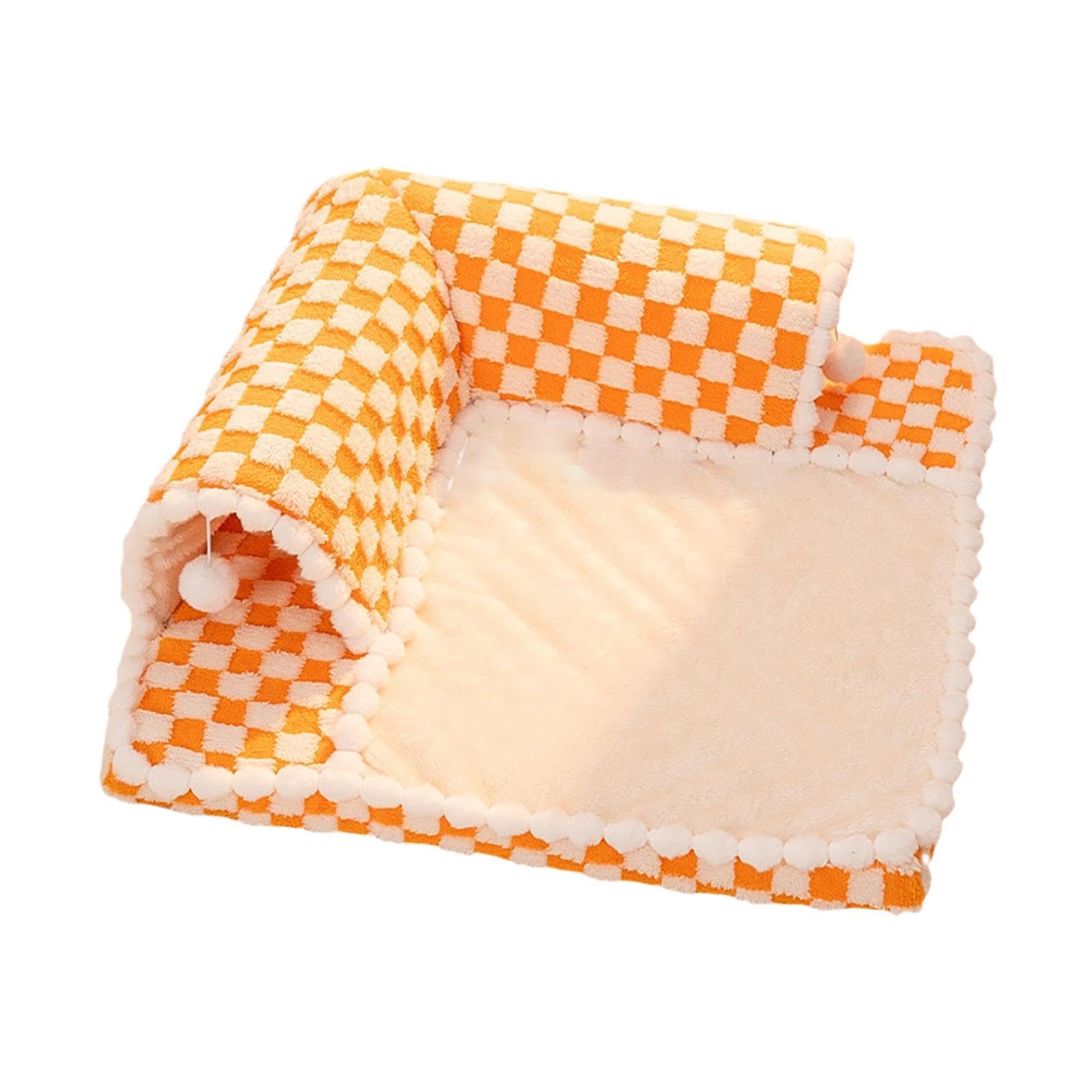 Ujeavette 2 In 1 Cat Bed Play Tunnel With Ball Play Center For Small Medium Cats Bunny Orange S