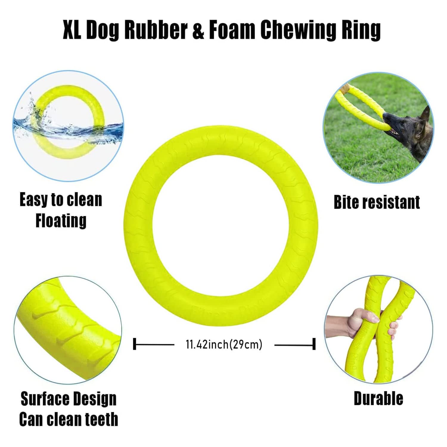 Dlder Large Dog Durable Indestructible Floating Flying Disc Ring Toys For Chewers,Pool Swimming,Throwing,Catching,Grabbing Pitch