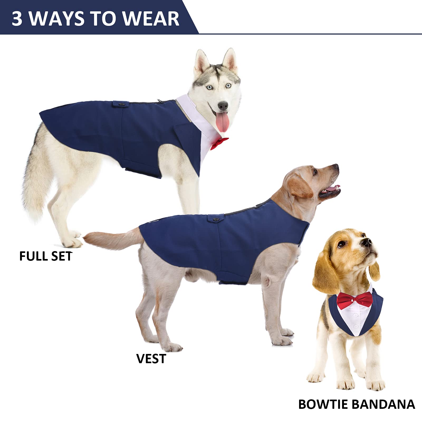 Dora Bridal Dog Tuxedo For Small Dogs,Dog Suit And Bowtie, Formal Dogs Wedding Outfit, Pet Tuxedo And Bandana Set Valentines Bir