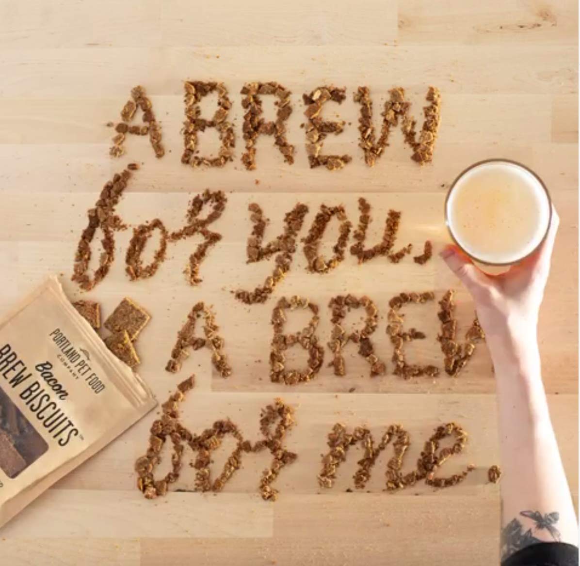 CRAFTED BY HUMANS LOVED BY DOGS Portland Pet Food Company Beef Broth Brew Biscuit Dog Treats (1 Pack, 5 oz Bag) - All Natural, H