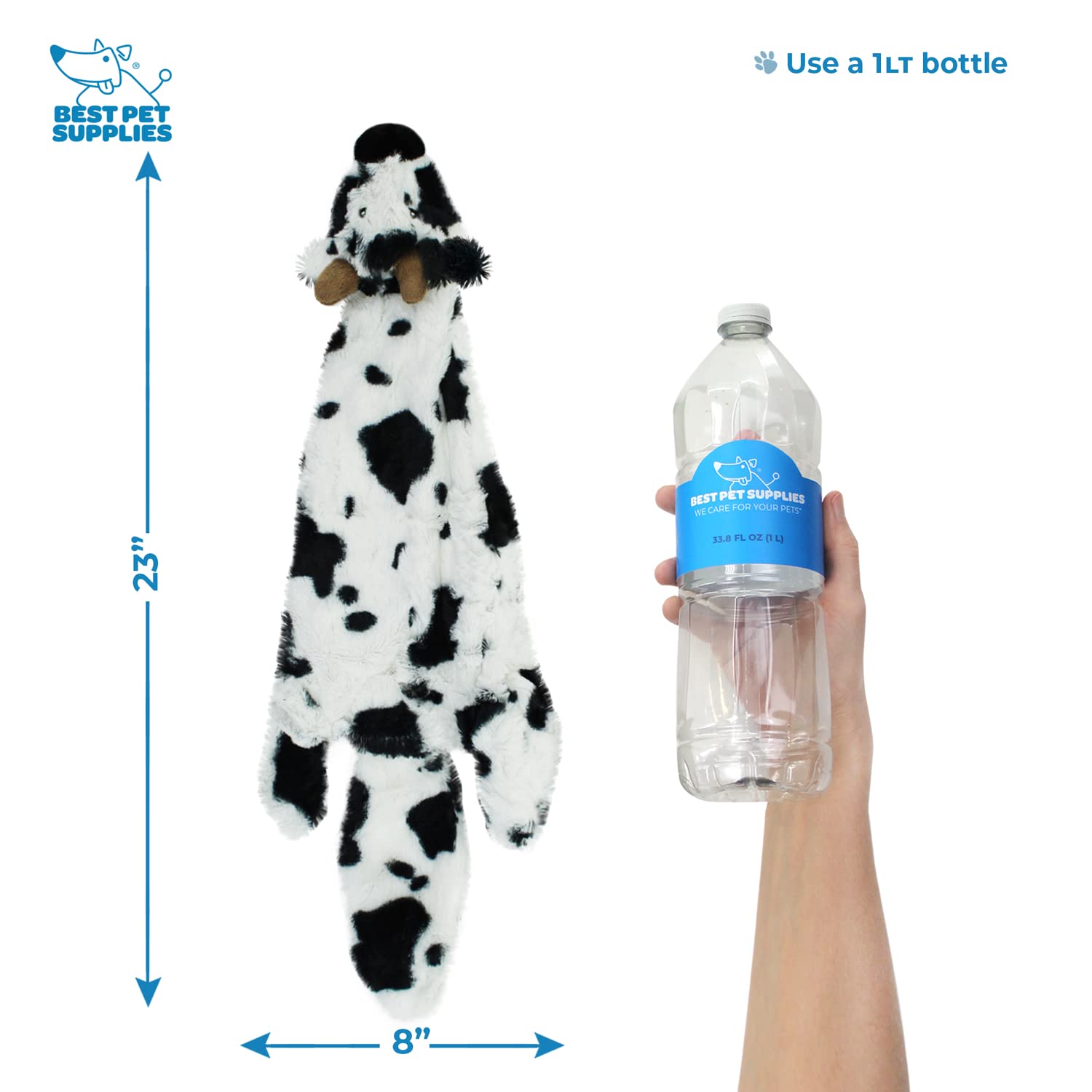 Best Pet Supplies 2-In-1 Stuffless Squeaky Dog Toys With Soft, Durable Fabric For Small, Medium, And Large Pets, No Stuffing For Indoor Play, Holds A Plastic Bottle - Sheep, Cow, Large