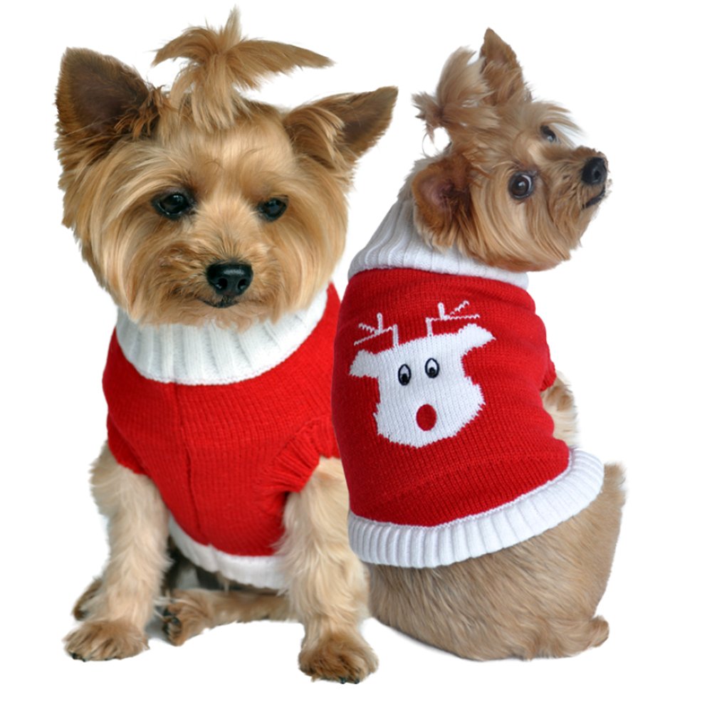 Doggie Design Red Rudolph Holiday Dog Sweater - Medium