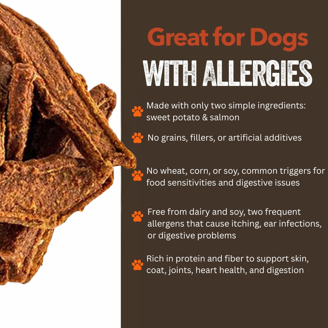 Gaines Family Farmstead Salmon & Sweet Potato Fillets, All-Natural Dog Treats - Wild Caught Alaskan Salmon, Soft Chew, Limited I