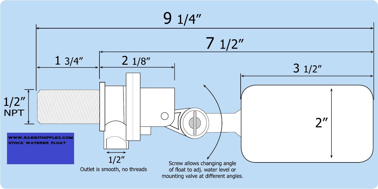 Rabbitnipples.com 2 Pack Stock Waterer Replacement Float Used with Horse, Pig, Cattle, Goat & Other Livestock waterers