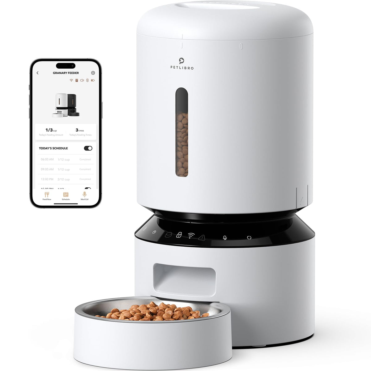 Petlibro Automatic Cat Feeder, 5G Wifi Automatic Dog Feeder With Freshness Preservation, 5L Timed Cat Feeder With Low Food Sensor, Up To 10 Meals Per Day, Granary Pet Feeder For Cats, White