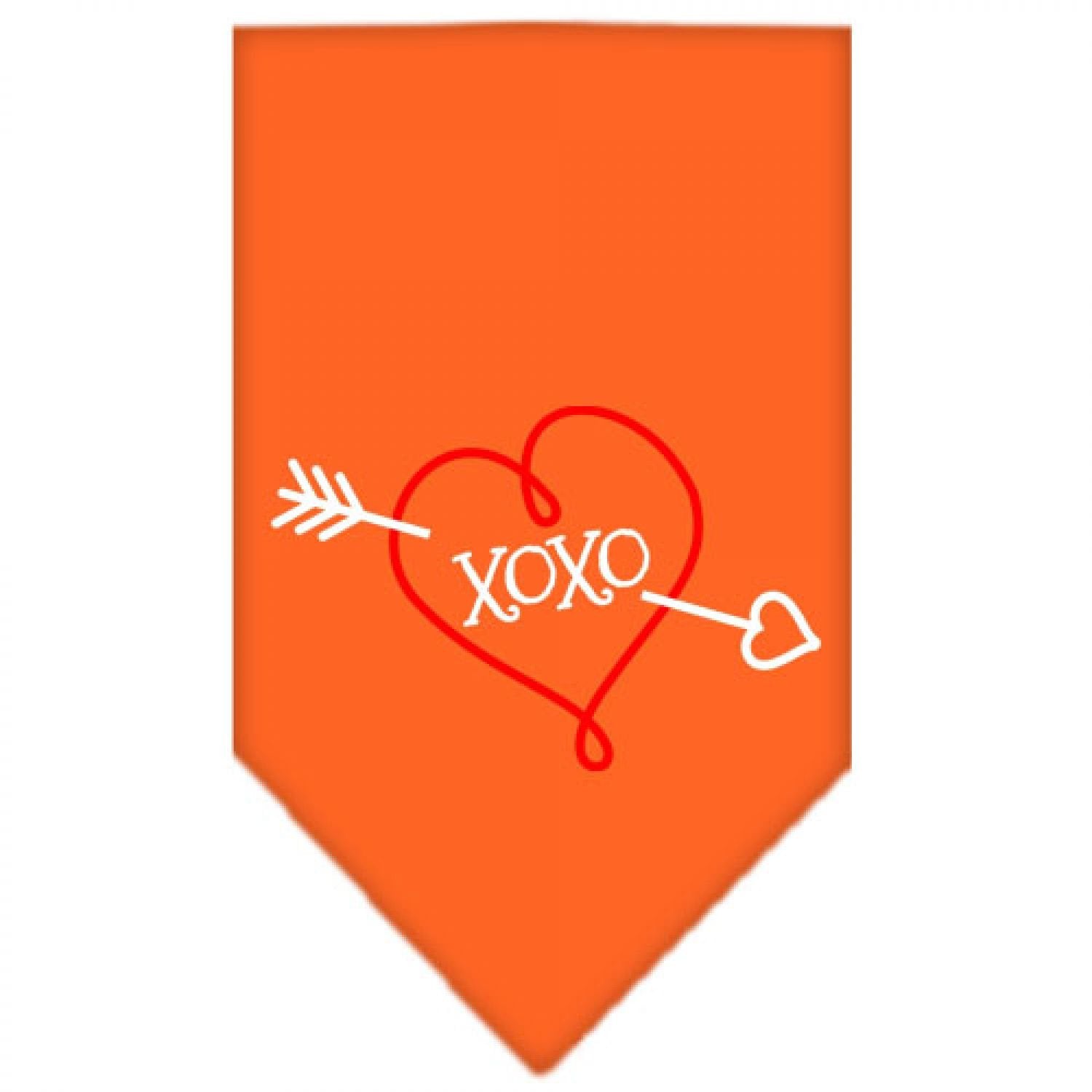 Pet and Dog Bandana Screen Printed, &quot;XOXO&quot; Orange Small