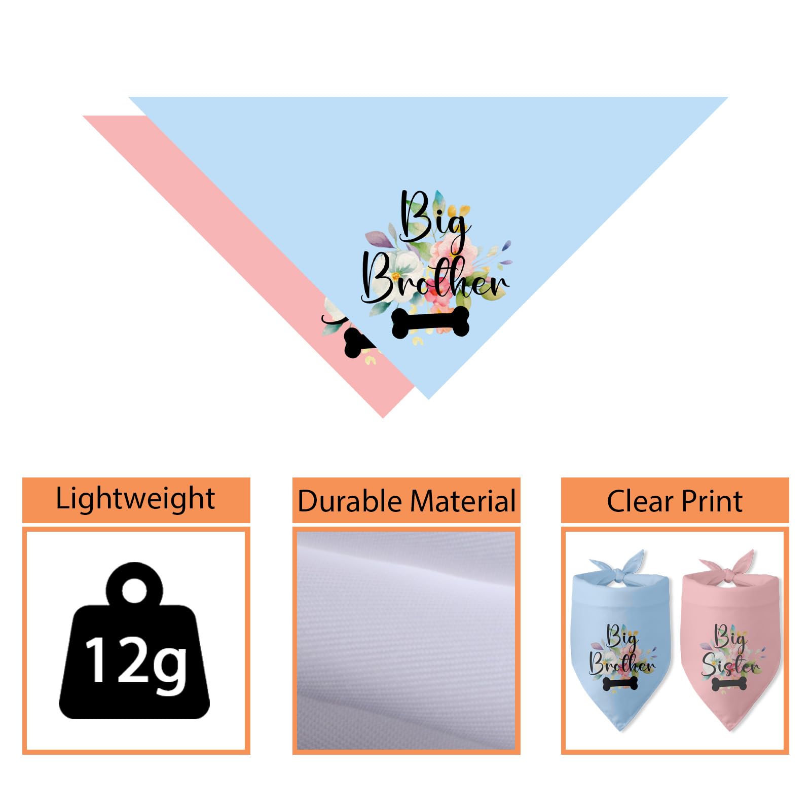 2 Packs Gender Reveal Gifts Big Sister Big Brother Bone Bandana Pregnancy Announcement Photo Props Scarf Accessories Cool Ideas