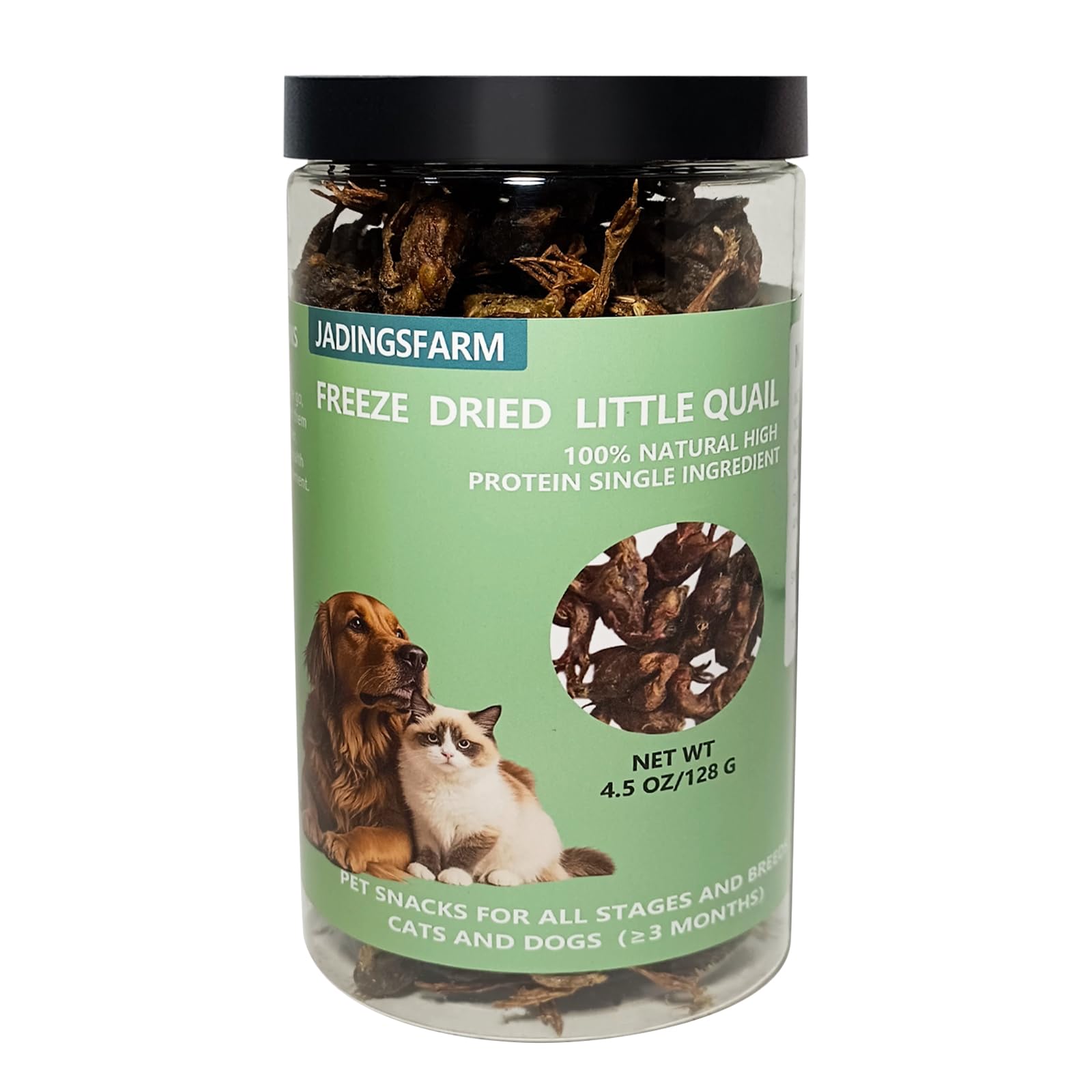 Freeze Dried Little Quail, 4.5 Oz Quail Dogs Cat Treats, Single Ingredient Freeze Dried Cat and Dog Treats Delicious Training Sn
