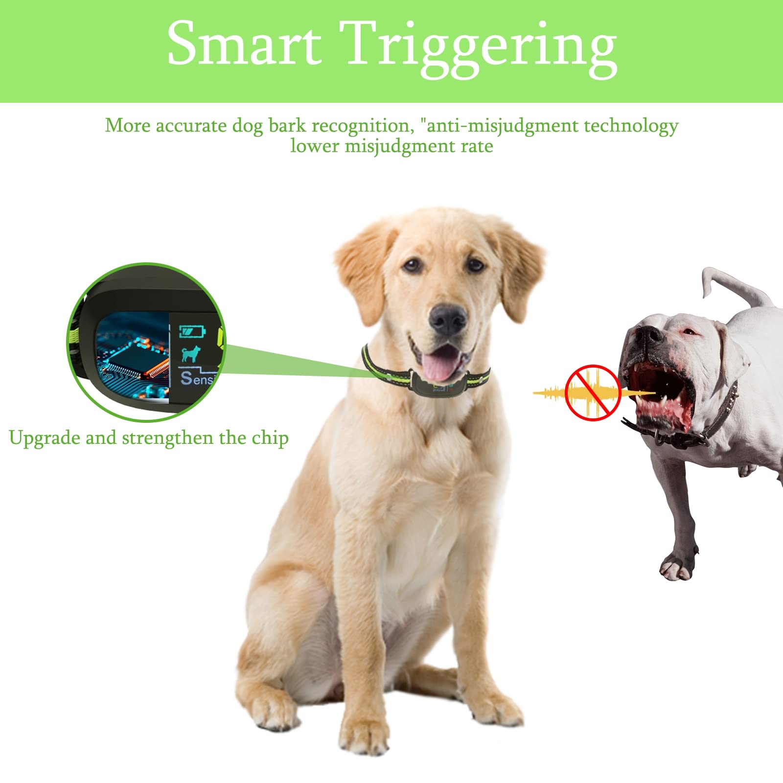 Seahighpet Rechargeable Dog Bark Collar: Anti Barking Collar With 5 Adjustable Sensitivity Smart Triggering No Bark Collars For Small Medium Large Dogs With Beep | Vibration | Shock